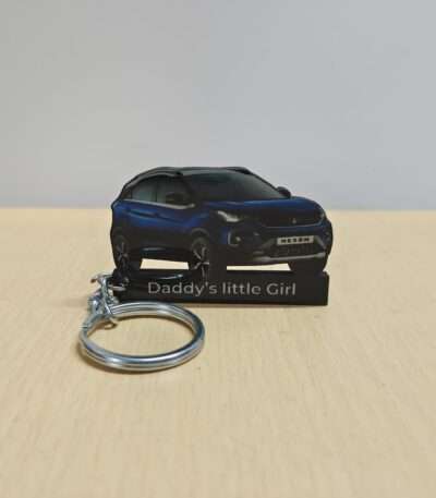 Customized Tata Nexon Royale Blue Colorful Car Shape Gel Number Plate Keychain