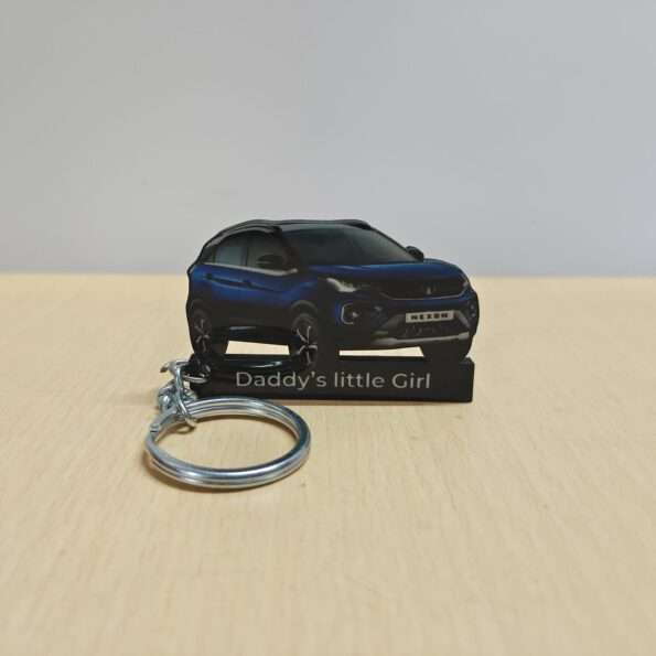 Customized Tata Nexon Royale Blue Colorful Car Shape Gel Number Plate Keychain