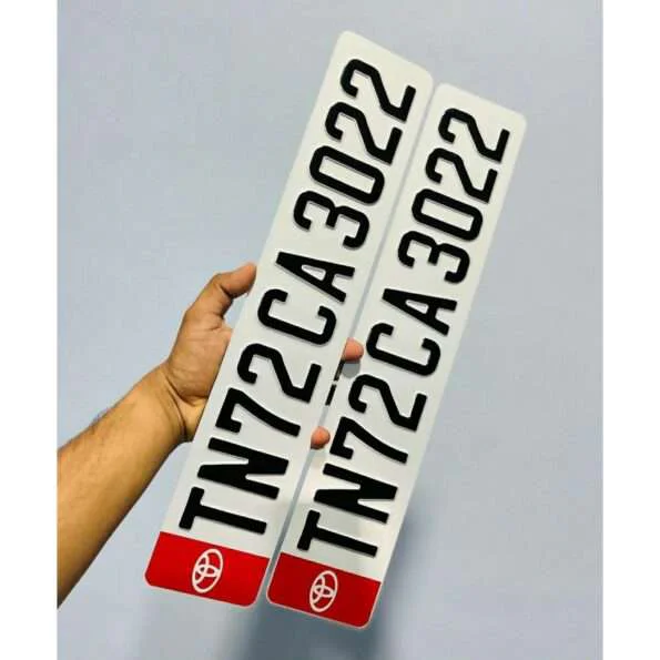Customized Toyota Car Aluminum Number Plate With Red IND Logo
