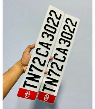 Customized Toyota Car Aluminum Number Plate With Red IND Logo