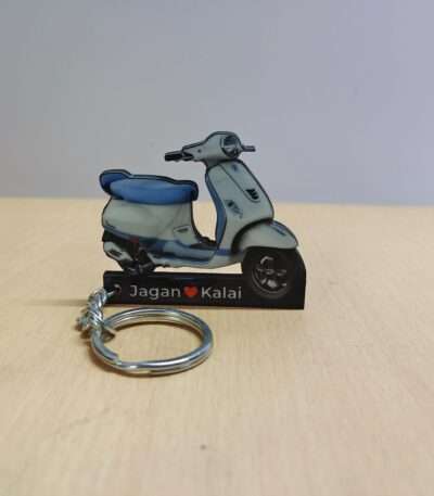 Customized Vespa VXL 125 Pearl White + Azuro Provenza Colorful Scooter Shape Gel Number Plate Keychain