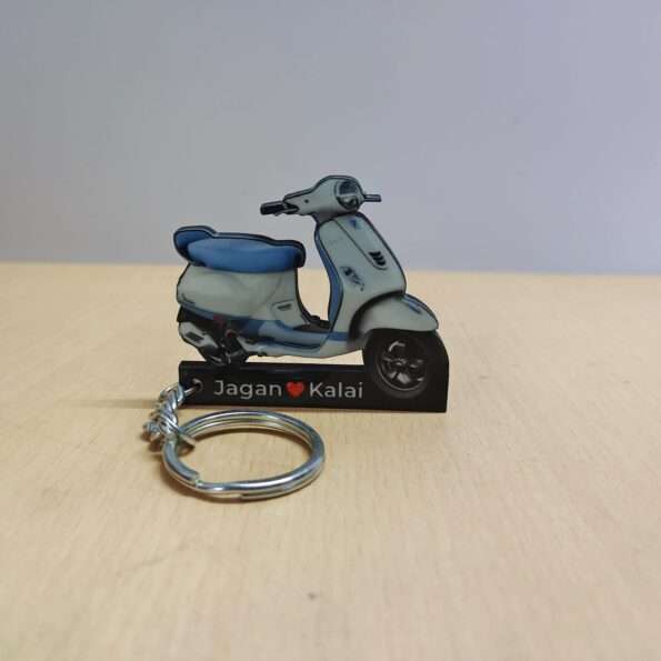 Customized Vespa VXL 125 Pearl White + Azuro Provenza Colorful Scooter Shape Gel Number Plate Keychain