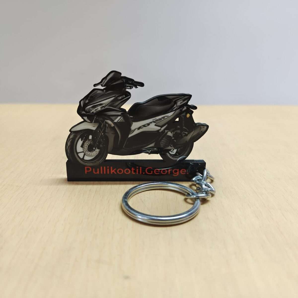 Customized Yamaha Aerox 155 Metallic Black Colorful Scooter Shape Gel Number Plate Keychain (2)