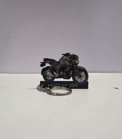 Customized Yamaha FZ-S FI V4 DLX Metallic Grey Colorful Bike Shape Gel Number Plate Keychain