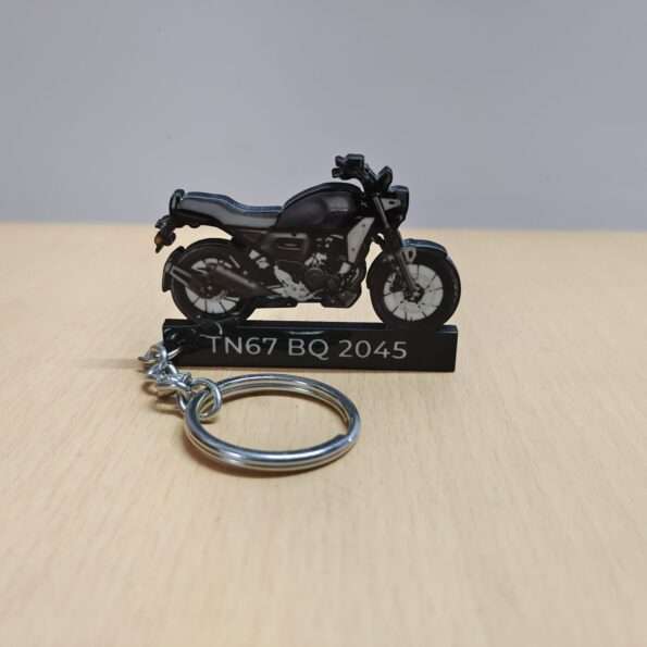 Customized Yamaha FZ X Metallic Black Colorful Bike Shape Gel Number Plate Keychain