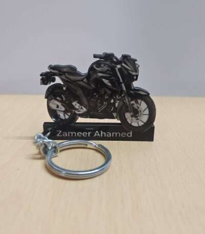 Customized Yamaha FZ25 Metallic Black Colorful Bike Shape Gel Number Plate Keychain