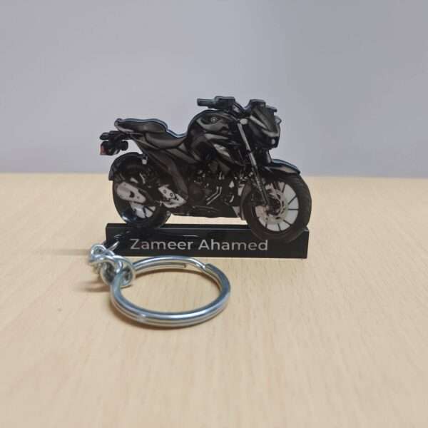 Customized Yamaha FZ25 Metallic Black Colorful Bike Shape Gel Number Plate Keychain