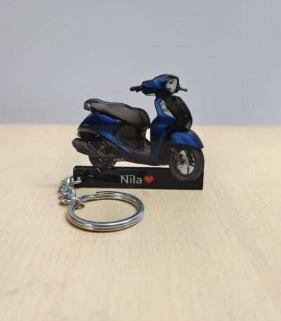 Customized Yamaha Fascino 125 Dark Matte Blue-Disc Colorful Scooter Shape Gel Number Plate Keychain