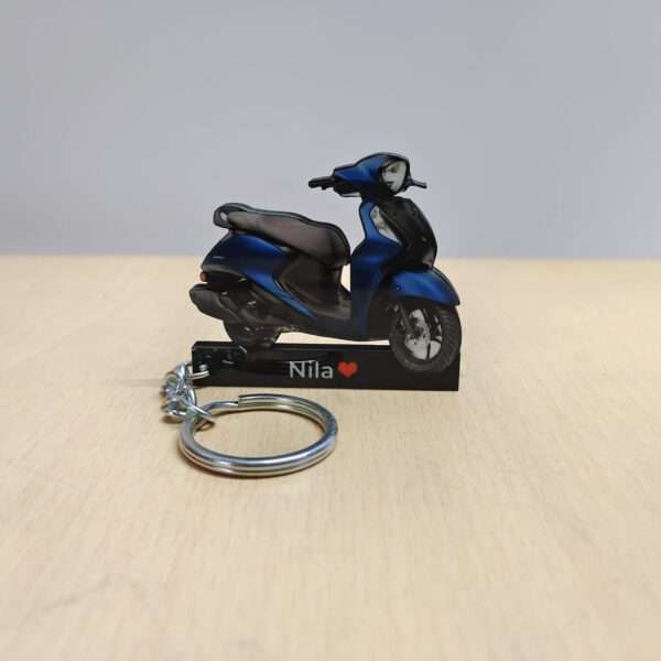 Customized Yamaha Fascino 125 Dark Matte Blue-Disc Colorful Scooter Shape Gel Number Plate Keychain