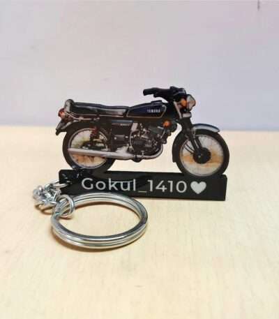 Customized Yamaha RX100 Black Colorful Bike Shape Gel Number Plate Keychain