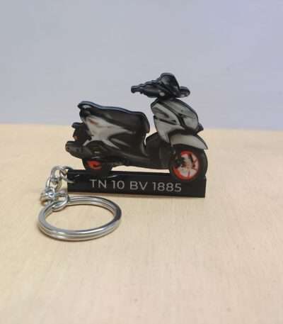 Customized Yamaha Ray ZR 125 Light Grey Vermillion-SR Colorful Scooter Shape Gel Number Plate Keychain