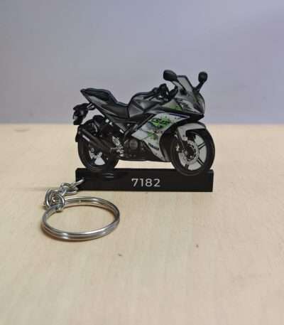 Customized Yamaha YZF R15 V2 Sparky Green Colorful Bike Shape Gel Number Plate Keychain