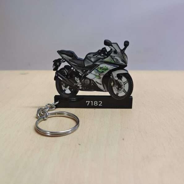 Customized Yamaha YZF R15 V2 Sparky Green Colorful Bike Shape Gel Number Plate Keychain