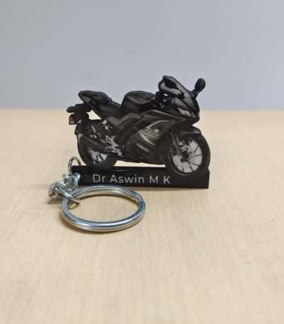 Customized Yamaha YZF R15 V3 Darknight Colorful Bike Shape Gel Number Plate Keychain