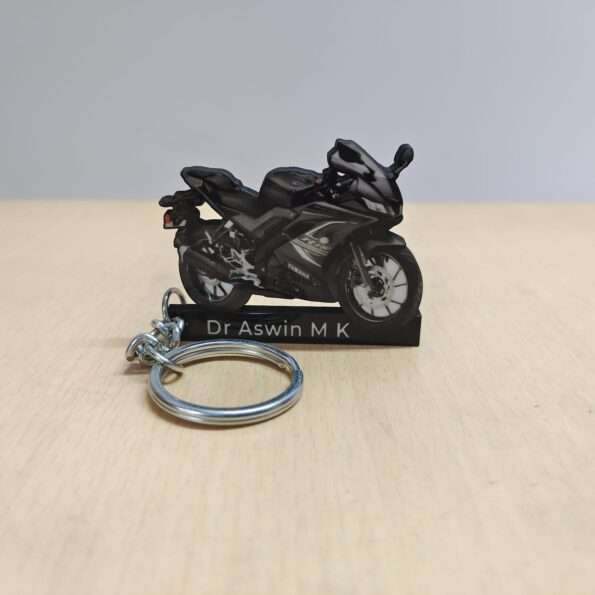 Customized Yamaha YZF R15 V3 Darknight Colorful Bike Shape Gel Number Plate Keychain