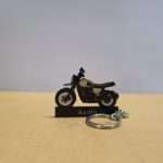 Customized Yezdi Scrambler Outlaw Olive Colorful Bike Shape Gel Number Plate Keychain (2)