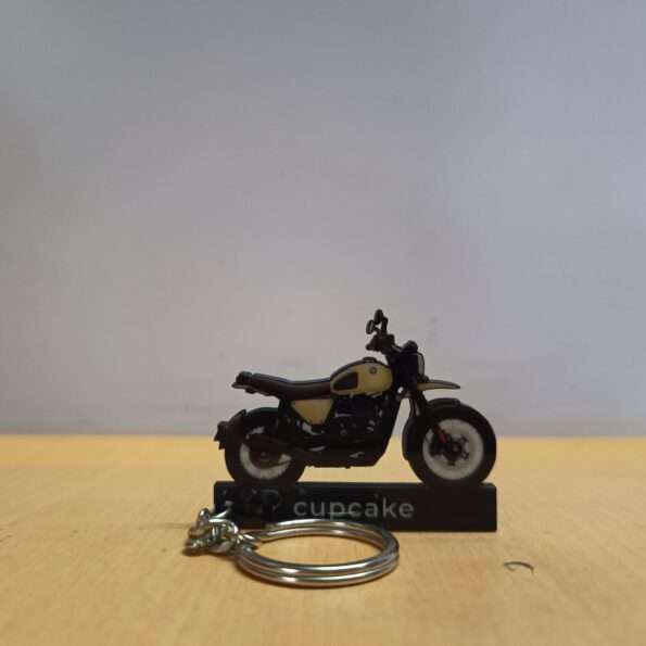 Customized Yezdi Scrambler Outlaw Olive Colorful Bike Shape Gel Number Plate Keychain