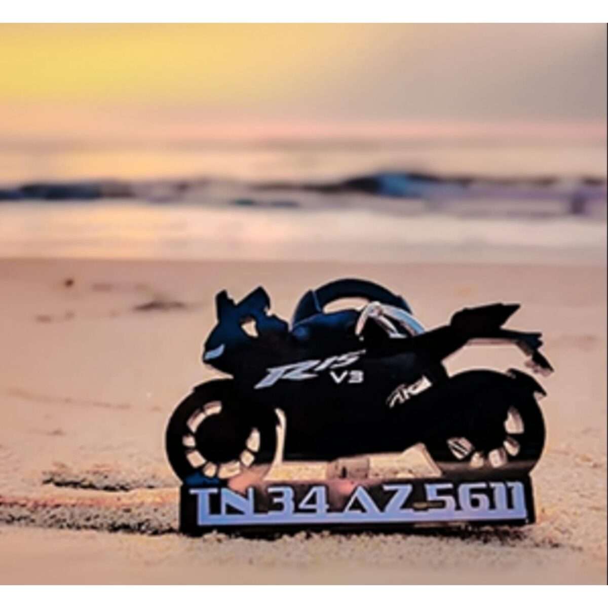 Yamaha R15V3 Bike Shape Keychain (Acrylic)