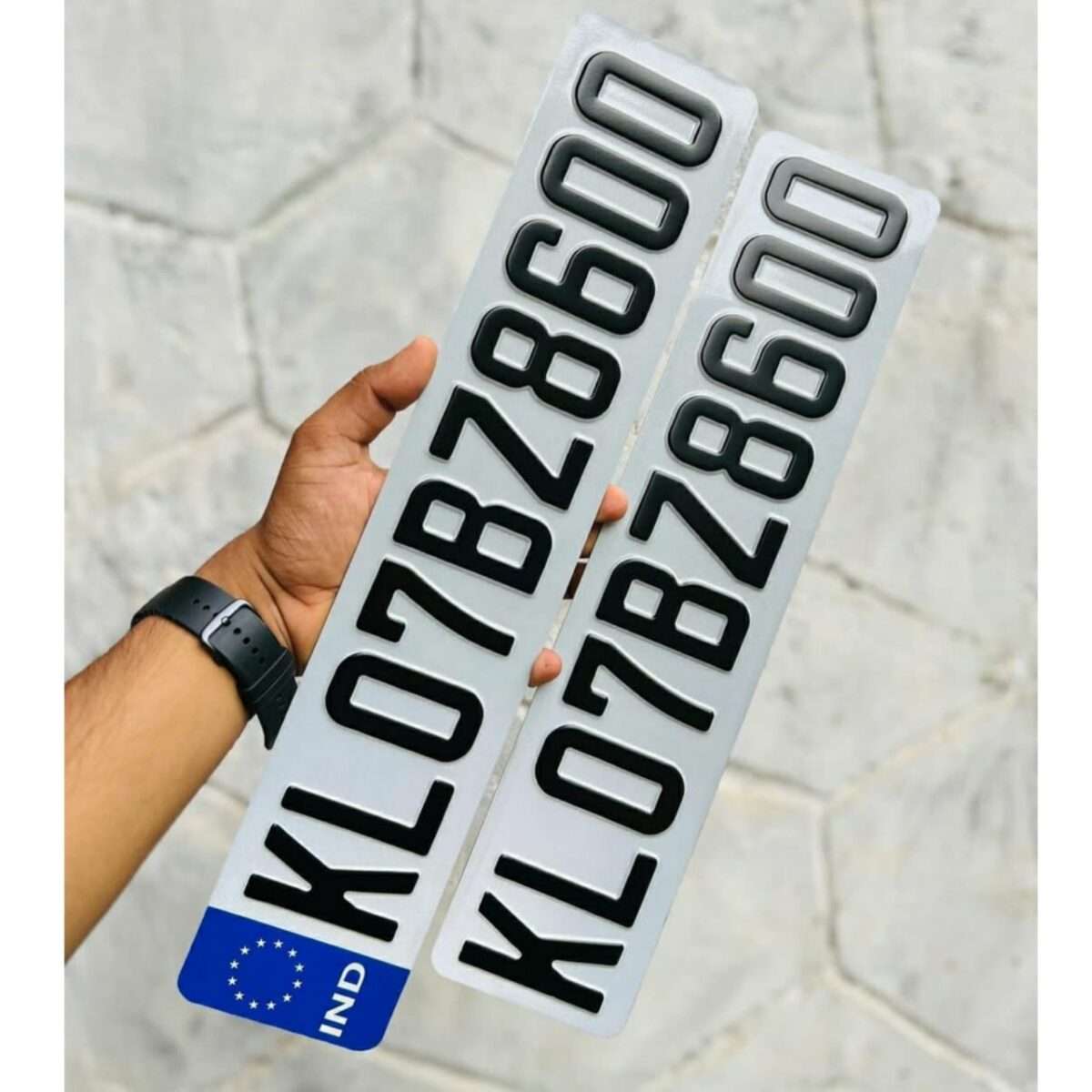 Aluminum Number Plate With IND Logo For All Cars (10)