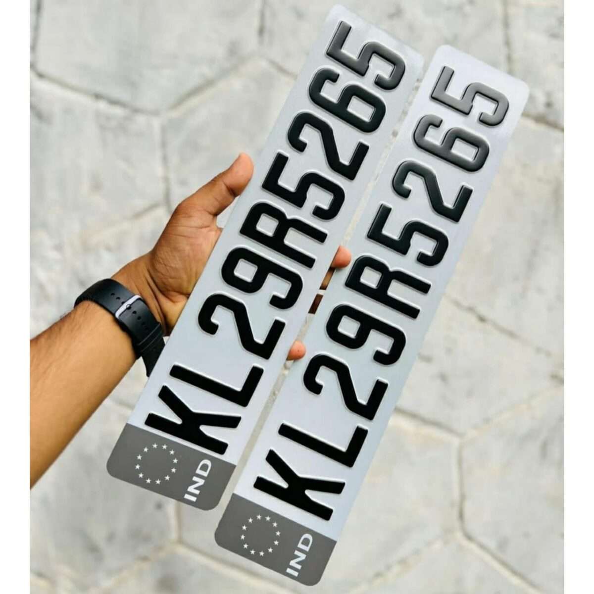 Aluminum Number Plate With IND Logo For All Cars (9)