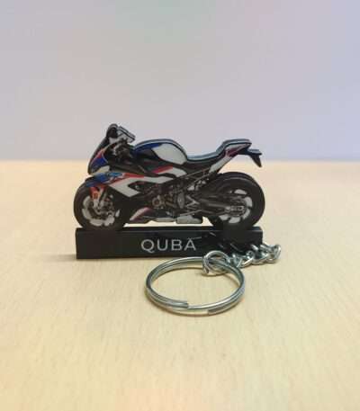Customized BMW S1000 RR 2021 Light White Racing Blue Metallic Racing Red Colorful Bike Shape Gel Number Plate Keychain