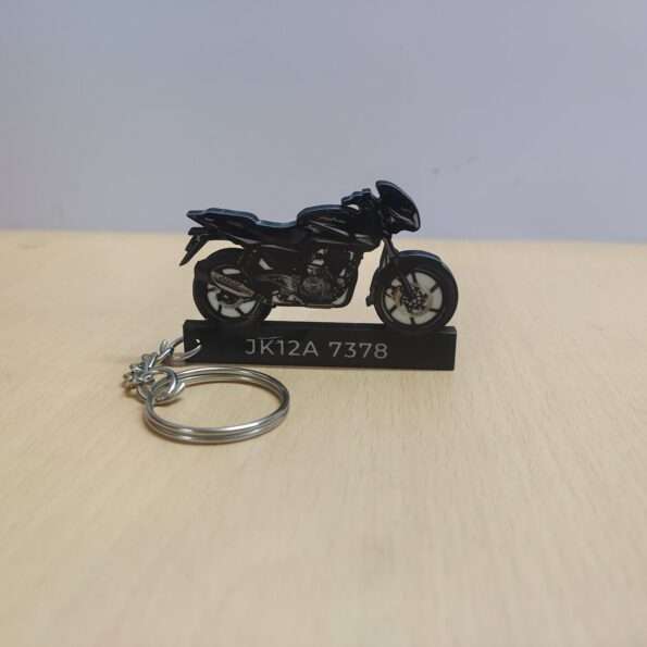 Customized Bajaj Pulsar 180 Ebony Black Colorful Bike Shape Gel Number Plate Keychain