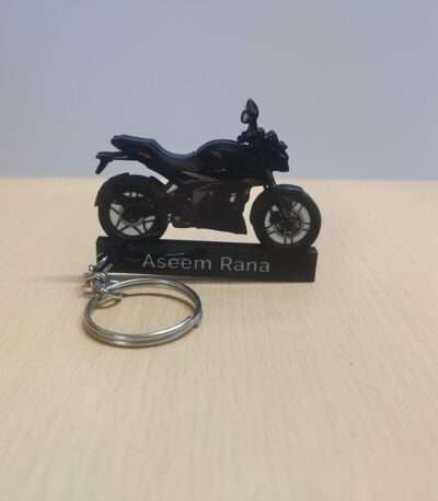 Customized Bajaj Pulsar N160 Brooklyn Black Colorful Bike Shape Gel Number Plate Keychain