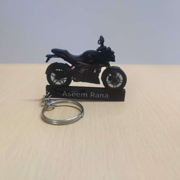 Customized Bajaj Pulsar N160 Brooklyn Black Colorful Bike Shape Gel Number Plate Keychain