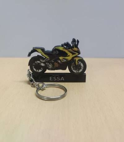 Customized Bajaj Pulsar RS200 Yellow Colorful Bike Shape Gel Number Plate Keychain