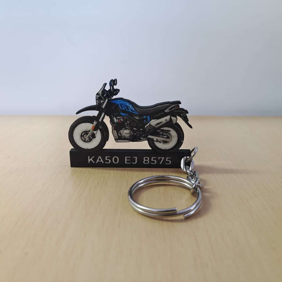 Customized Hero Xpulse 200 4V Techno Blue Met Black Colorful Bike Shape Gel Number Plate Keychain