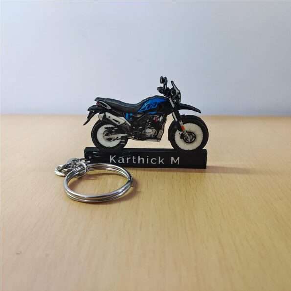 Customized Hero Xpulse 200 4V Techno Blue Met Black Colorful Bike Shape Gel Number Plate Keychain