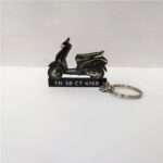 Customized Honda Activa 5G Black Colorful Scooter Shape Gel Number Plate Keychain