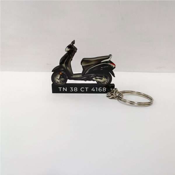 Customized Honda Activa 5G Black Colorful Scooter Shape Gel Number Plate Keychain