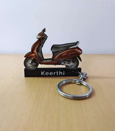 Customized Honda Activa 5G Majestic Brown Metallic Colorful Scooter Shape Gel Number Plate Keychain