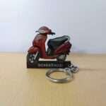 Customized Honda Activa 6G Rebel Red Metallic Colorful Scooter Shape Gel Number Plate Keychain