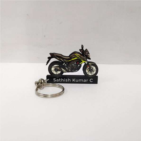 Customized Honda CB Hornet 160R Striking Green Colorful Bike Shape Gel Number Plate Keychain