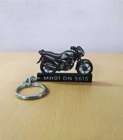 Customized Honda CB Unicorn 150 Geny Gray Metallic Colorful Bike Shape Gel Number Plate Keychain