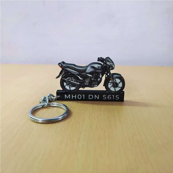 Customized Honda CB Unicorn 150 Geny Gray Metallic Colorful Bike Shape Gel Number Plate Keychain