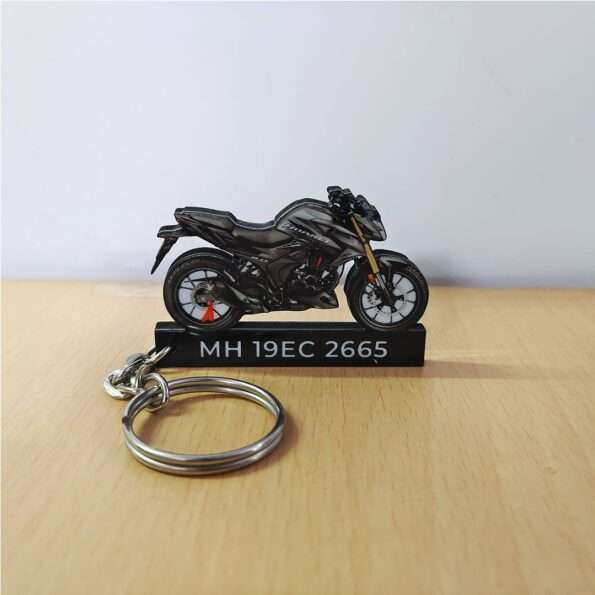 Customized Honda Hornet 2.0 Matte Axis Grey Metallic Colorful Bike Shape Gel Number Plate Keychain