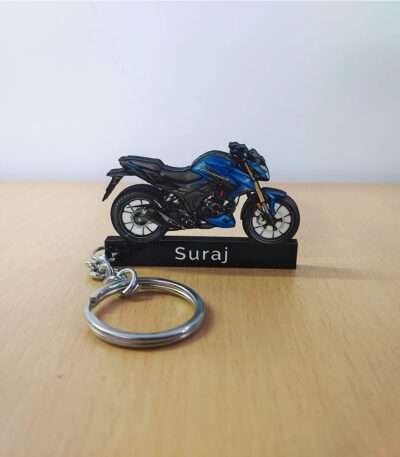 Customized Honda Hornet 2.0 Matte Marvel Blue Metallic Colorful Bike Shape Gel Number Plate Keychain