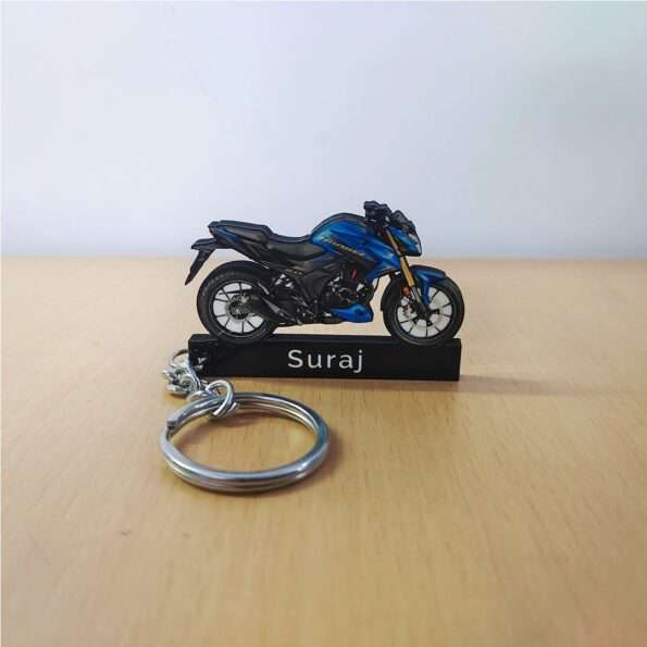 Customized Honda Hornet 2.0 Matte Marvel Blue Metallic Colorful Bike Shape Gel Number Plate Keychain