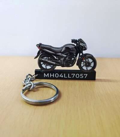 Customized Honda Unicorn Mat Axis Gray Metallic Colorful Bike Shape Gel Number Plate Keychain