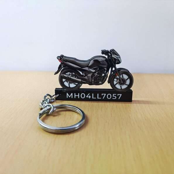 Customized Honda Unicorn Mat Axis Gray Metallic Colorful Bike Shape Gel Number Plate Keychain