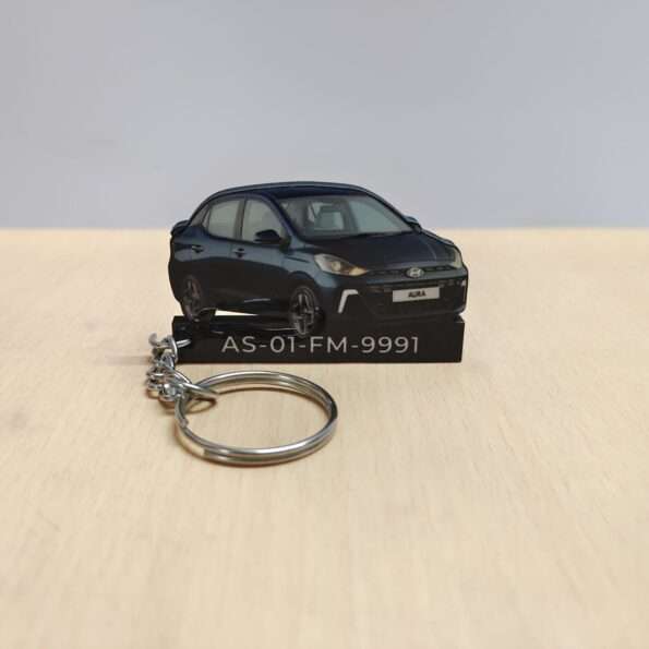 Customized Hyundai Aura Starry Night Colorful Car Shape Gel Number Plate Keychain