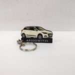 Customized Hyundai Elite I20 Polar White Colorful Car Shape Gel Number Plate Keychain (2017-2020)