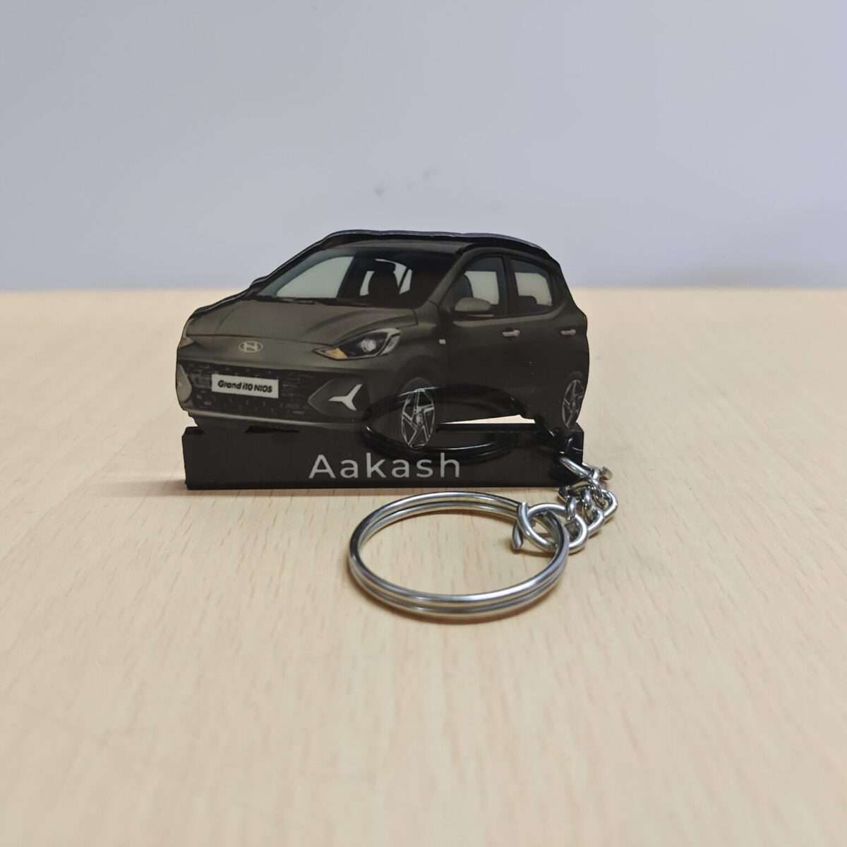 Customized Hyundai Grand I10 Nios Spark Green Colorful Car Shape Gel Number Plate Keychain (2)