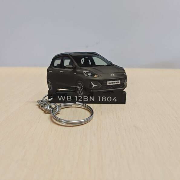 Customized Hyundai Grand I10 Nios Spark Green Colorful Car Shape Gel Number Plate Keychain