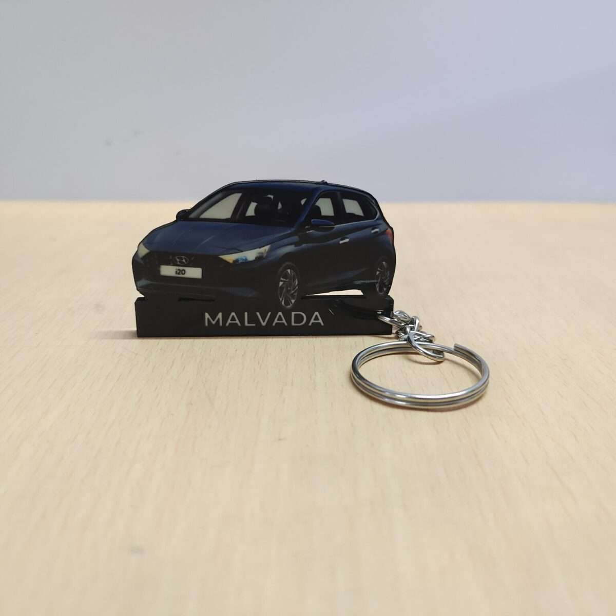 Customized Hyundai I20 Starry Night Colorful Car Shape Gel Number Plate Keychain (2)