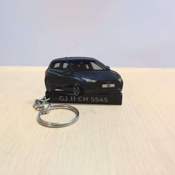 Customized Hyundai I20 Starry Night Colorful Car Shape Gel Number Plate Keychain