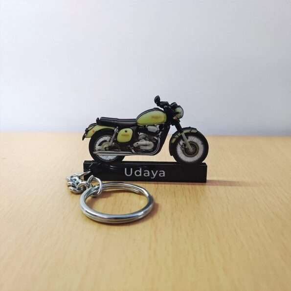 Customized Jawa 42 Lumos Lime Colorful Bike Shape Gel Number Plate Keychain